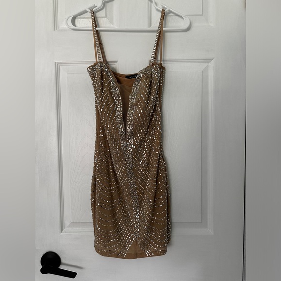 Tan rhinestone dress - Picture 1 of 3